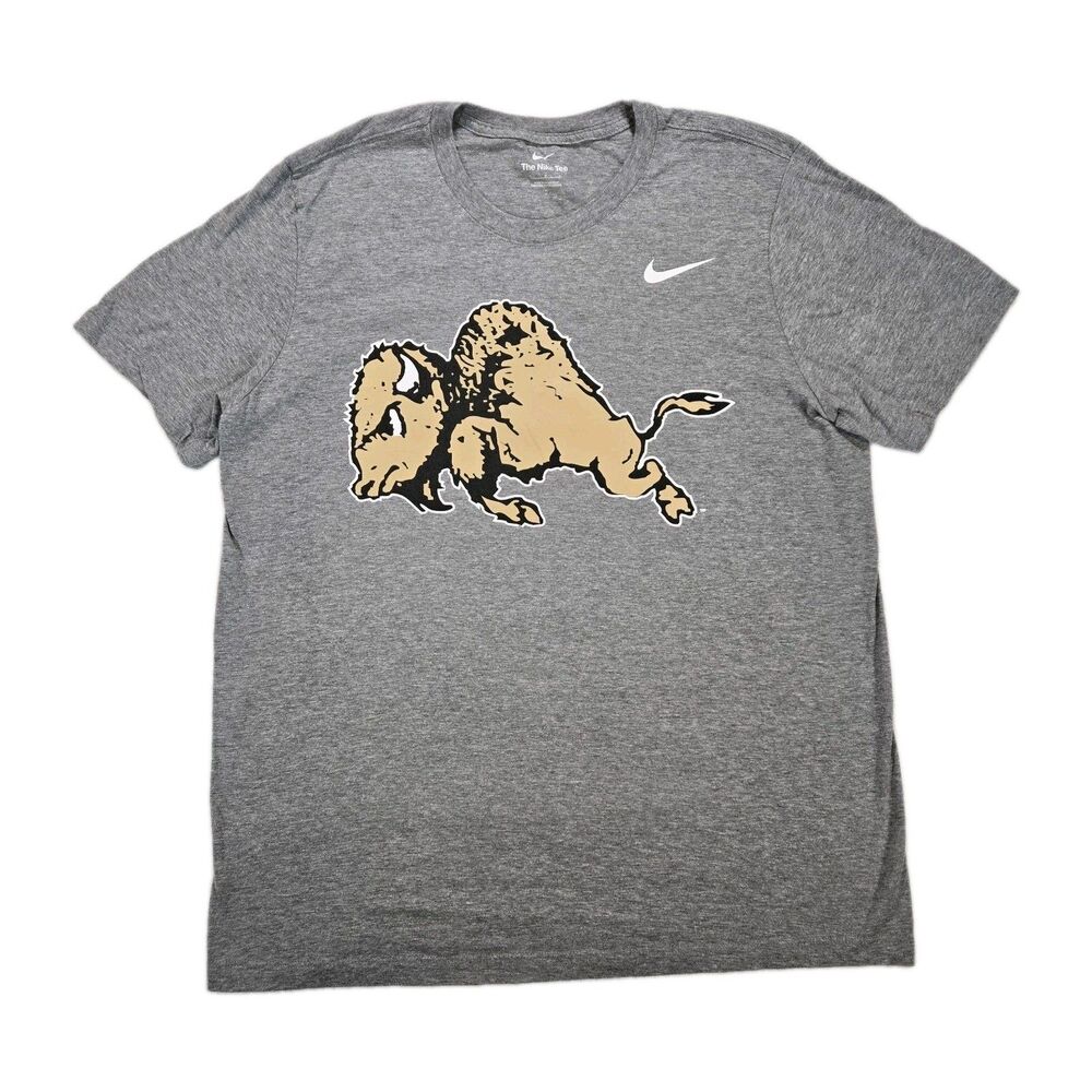 Mens Nike Colorado Buffaloes T Shirt Gray Bison Logo Large NCAA College Tee